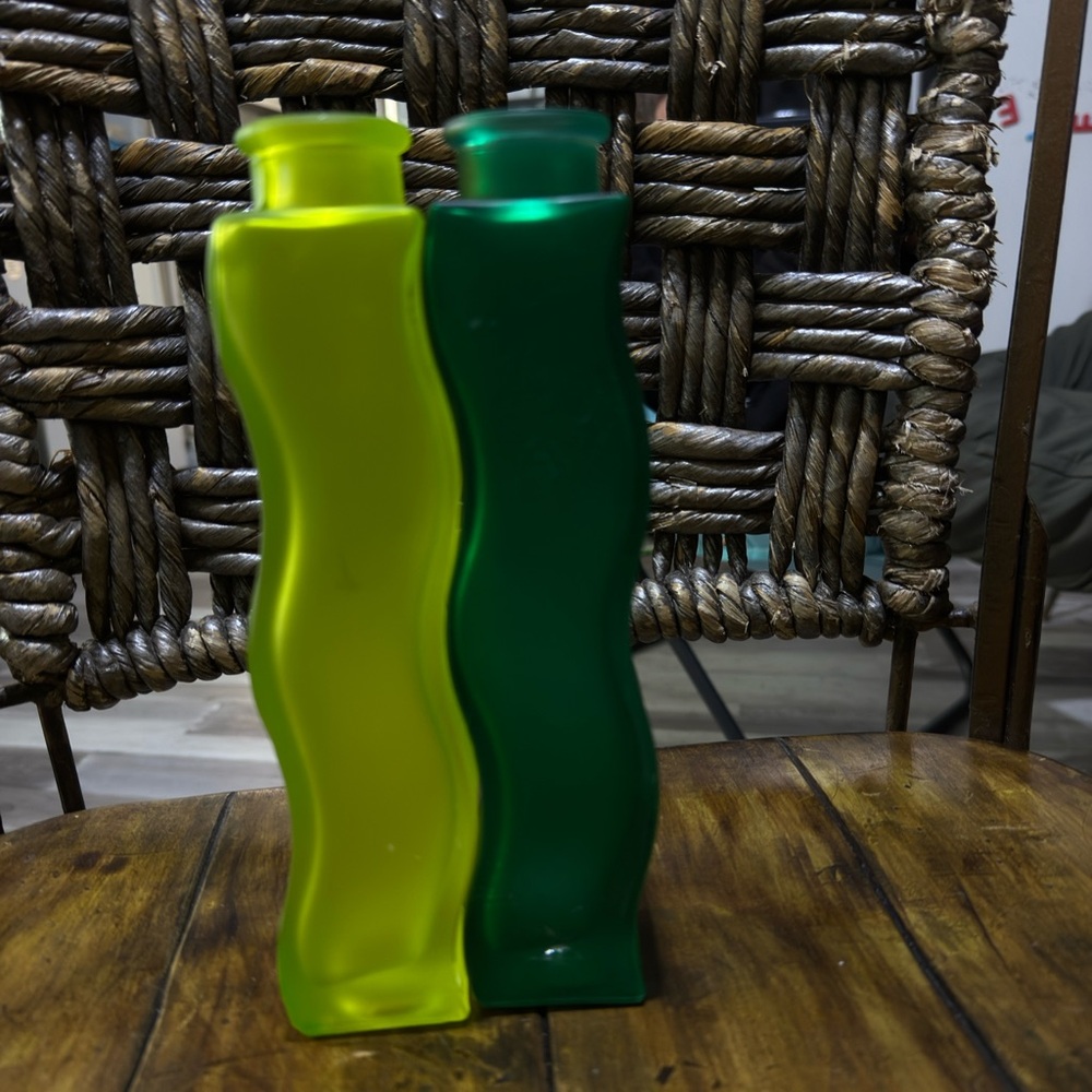 Pair of Vintage IKEA Wavy Glass Vases